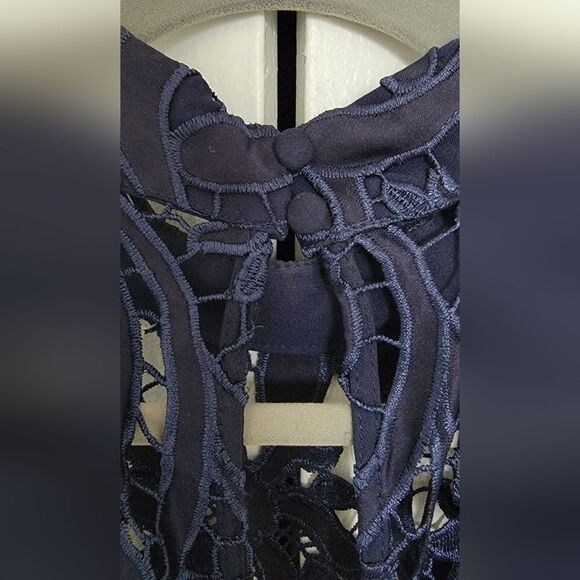 NWOT Indigo Blue High Neck Sleeveless Lace Dress - Picture 6 of 8